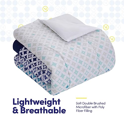 Sweet Home Collection 7 Piece Comforter Set Bag Solid Color All Season Soft Down Alternative Blanket & Luxurious Microfiber Bed Sheets, Genova, Full