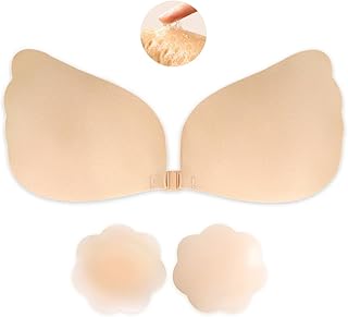 Klebe BH Push Up,Trägerloser BH,Wiederverwendbare Unsichtbar Silikon Rückenfreier BH Haut Freundlich Selbstklebend BH,für ...