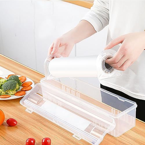 SYXLS Frischhaltefolie Abroller, Frischhaltefolien-Schneidebox, Wiederverwendbare Folie Kunststoff Wrap Halt, für Plastikfolie, Alufolie, Frischhaltefolie und Wachspapier