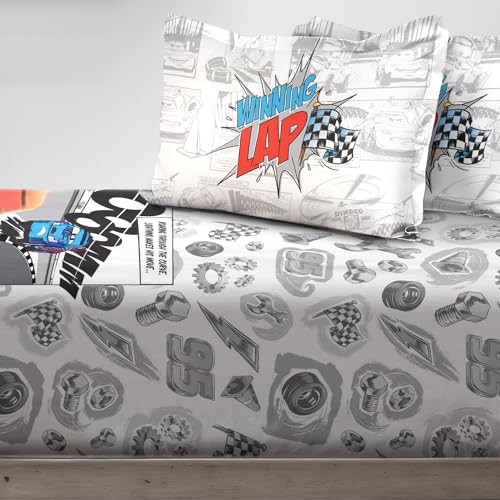 Image of Sassoon Disney Cars Lap Digital Printed 100% Cotton Bedsheet with 2 Pillow Covers in 300TC