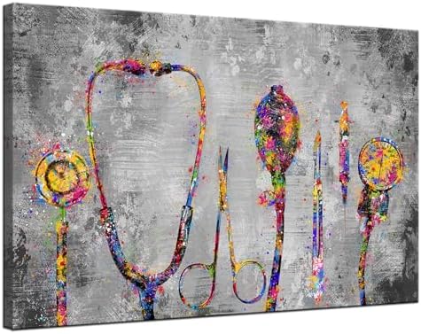iHAPPYWALL Large Abstract Stethophone Stopwatch Canvas Wall Art M...