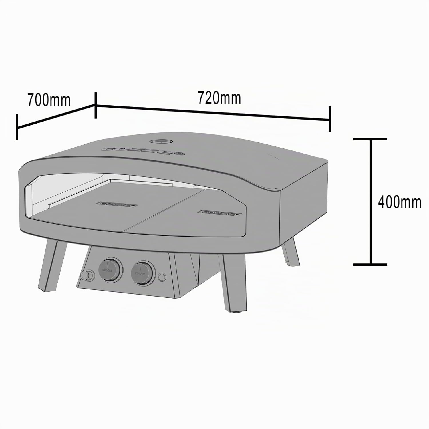 Cozze® Horno Pizza a Gas 24" Edición Negra | XXL con Doble Piedra Pizza Horno para 60cm, Horno para Pizza de Exterior Negro Mate