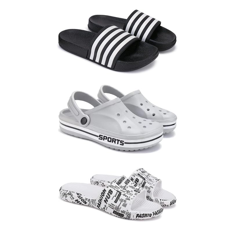 DRACKFOOT Lightweight Classic Slider || Sandals with Clogs for Men-Combo(3)_S-3024-3067-3103-image-22