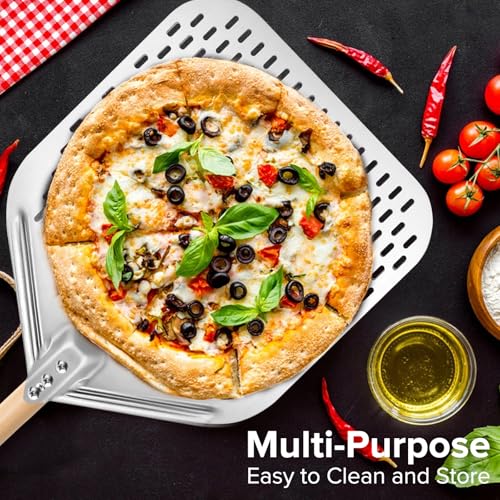 Pizza Peel Tools Set,4 PCS Pizza Making Tool Kit,Pizza Oven Accessories Set: 12 Inch Pizza Paddle,Spatula,Cutter,Food Clip,Ideal for Homemade Baking,Cookies,Cake,Bread,Pastry and BBQ - Image 2