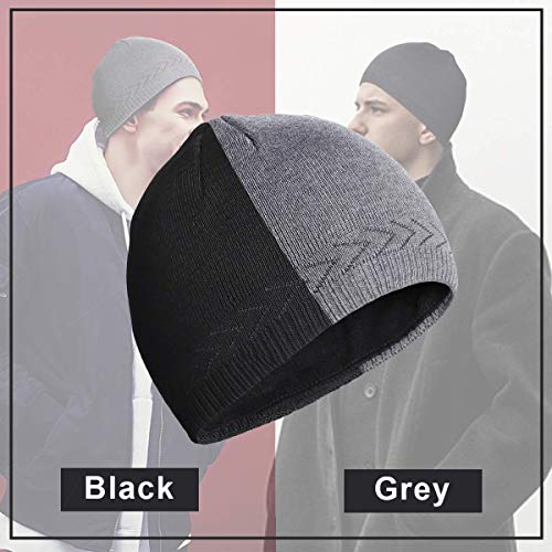 Image of Mens Winter Warm Knitting Hats Plain Skull Beanie Cuff Toboggan Knit Cap