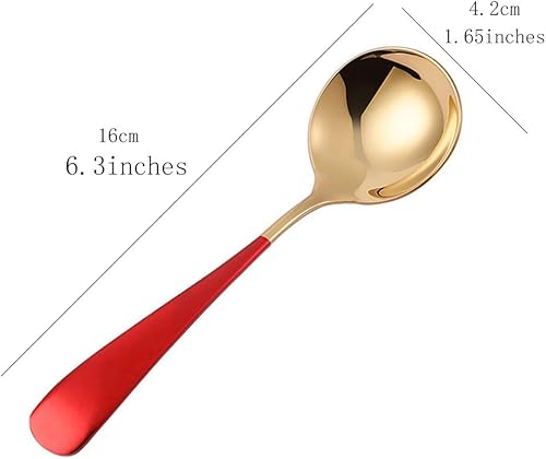 Paquete de 4 cucharas de sopa estilo palacio, tazón grande de 1.8 pulgadas, cabeza redonda, acero inoxidable, resistente, cucharas para servir