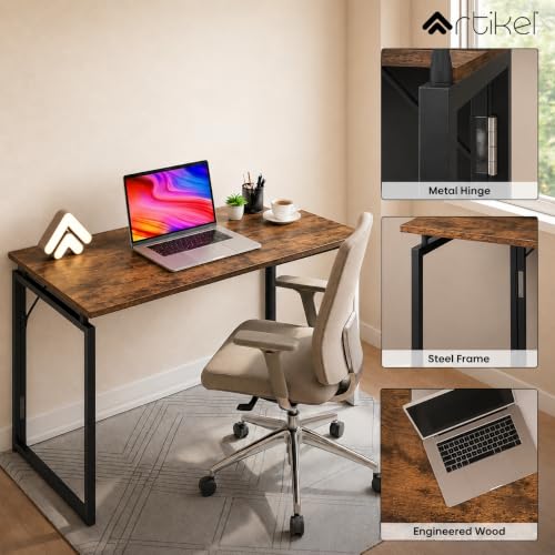 Image of Artikel Foldy Wooden Foldable Study Table Computer Desk for Home Office| Compact Portable Writing Desk for Students, Adults| No Assembly Folding Laptop Table, Workstation & PC Desktop Tables 80*40cm