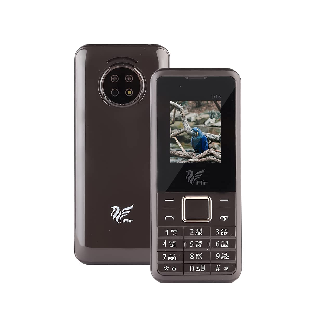 IAIR D15 Dual Sim Keypad Phone | 2800 mAH Battery & Big 1.88 Inch Display | Big Torch Light | Wireless FM & Rear Camera | Auto Call Recording | Dual Sim Support | 32 MB Ram & Storage (Coffee)
