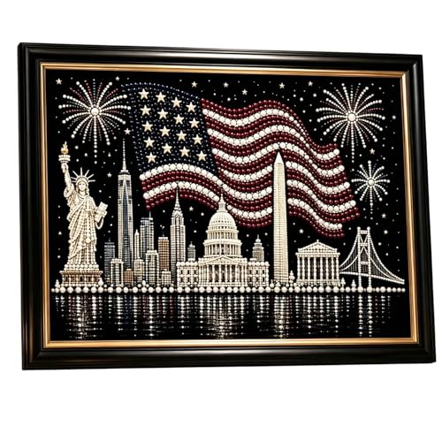 USA 250th Anniversary DIY Pearl Painting Kit Patriotic USA 250th Pearl Art Kit Bead Paintings Craft Art 1776-2026 American Flag Bald Eagle Independence Hall Fireworks Diamond Bead Art Kit