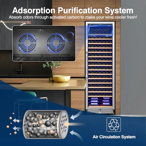 Image of Upgraded 190 Bottles Wine Cooler Refrigerator,24 Inch Wide Wine Fridge with Professional Temperature Control System, Freestanding or Built-in installation, Quiet Operation