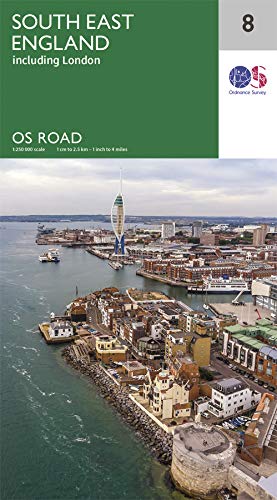 South East England Road Map | London | Ordnance Survey | Os Road Map 8 | Drive England | Scenic Routes | Beaches | Maps | Adventure