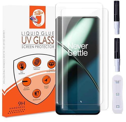Image of STP FEEL (2 Pack UV Tempered Glass Screen Protector For Oneplus 11R (6.7 Inch) Full Adhesive UV Glue Curved Edge to Edge Case Friendly HD Clarity with easy installation kit