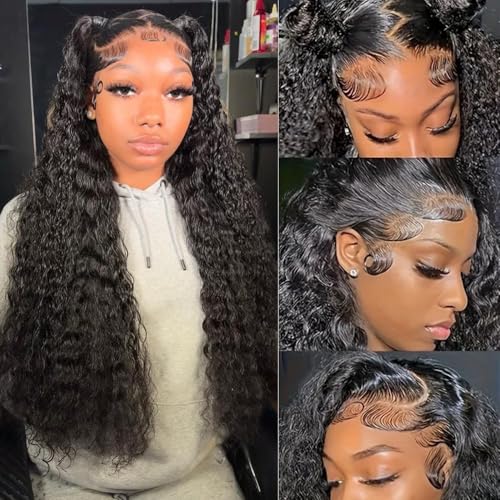 30 Inch Water Wave Lace Front Wigs Human Hair Pre