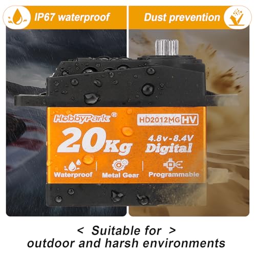 Image of HobbyPark Waterproof Servo Metal Gear RC Servo Digital Servo w /Aluminum Horn RC Parts for 1 /12 1 /10 RC Crawler RC Truck RC Car Buggy Robotic Control Angle 90-180 Programmable 8.4V HV (20kg Torque)
