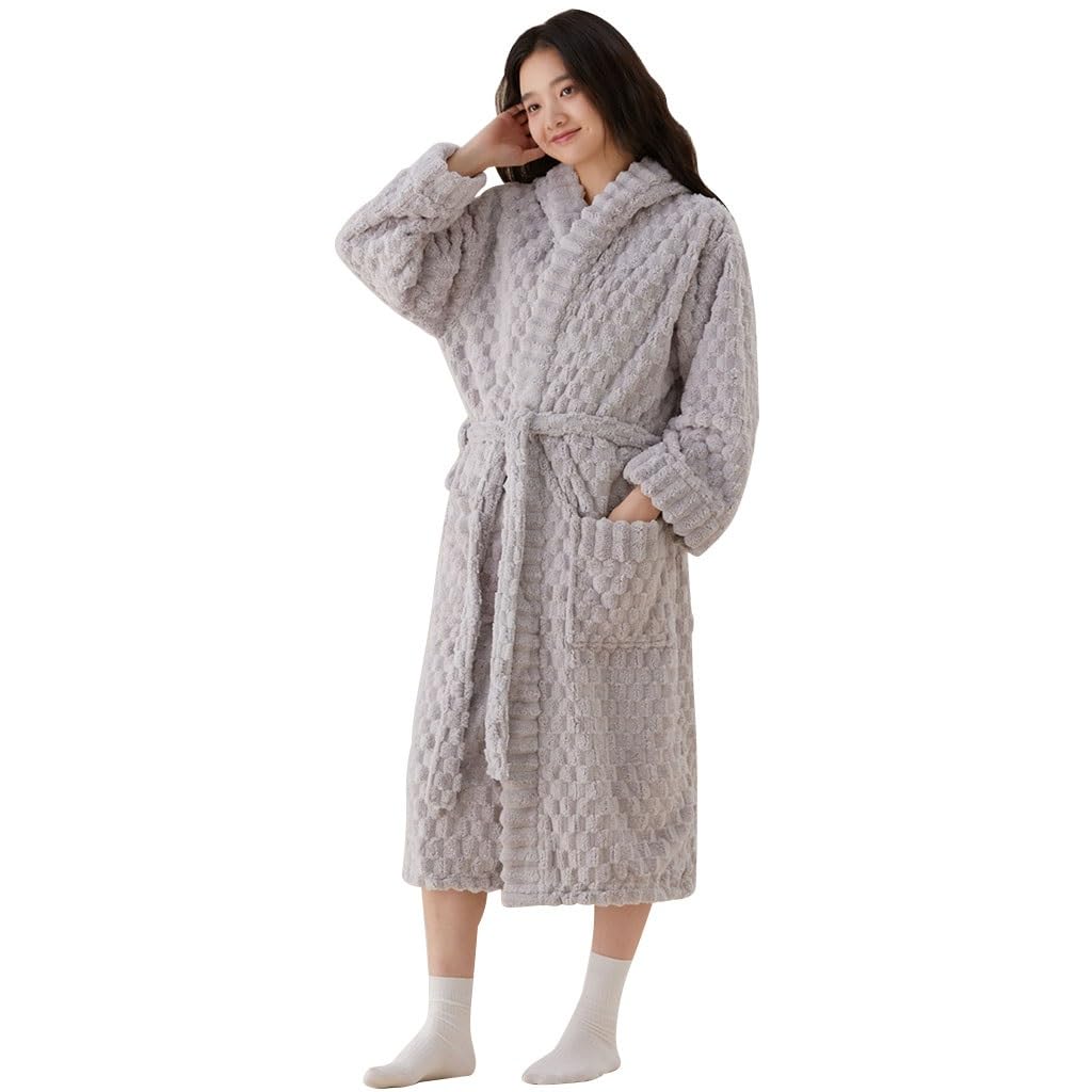 Szlafrok Z Kapturem Z Polaru Pluszowe Długie Ciepłe Szlafroki, Miękki Długi Szlafrok Frotte, Superchłonny, Szybkoschnący 135 X 115 Cm Szlafrok Domowy