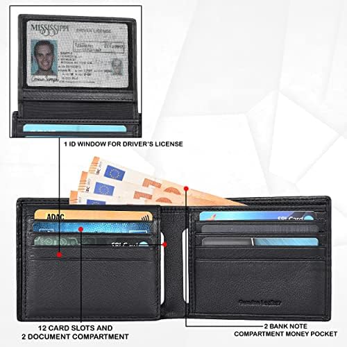 Amazon Brand - Eono Men's Vintage Genuine Leather Slim Wallet for Mens Leather RFID Blocking System in Wallet