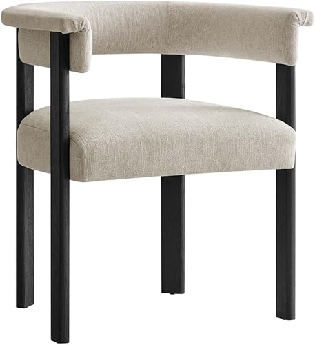 Miniatura 2 de Modway Imogen - Juego de 2 sillas de comedor de tela en tejido jaspeado, color negro marfil, moderno juego de sillones con respaldo abierto,