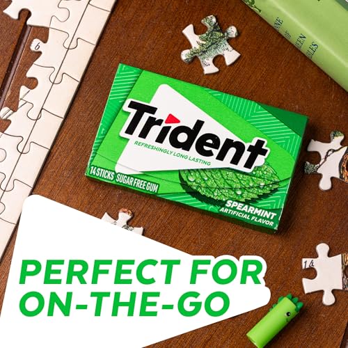 Image of Trident Spearmint Sugar-Free Chewing Gum, 12 Packs of 14 Pieces (168 Total Pieces)