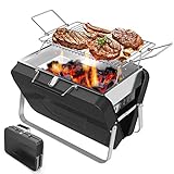 Supsiah Charcoal Barbecue Grill Portable Business Vintage BBQ Grill Suitable for Outdoor Camping, Hiking, Picnic, Backpack, Patio, Backyard (Mat Black)