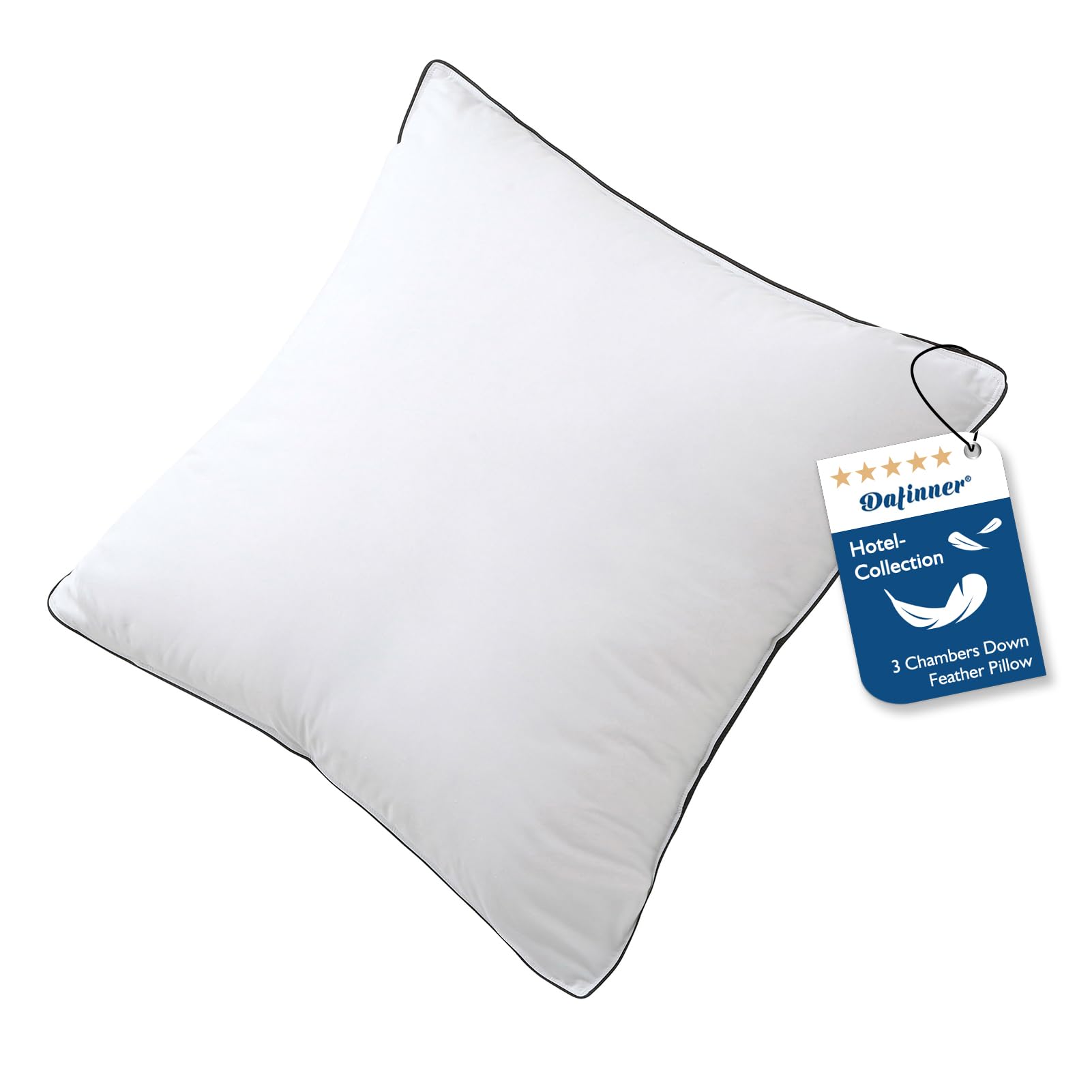 Dafinner 1er 3-Kammer-Daunenkissen 80×80 cm┃ 90% Daunen Außenkammer | Feder-Mischung Innenkammer ┃Oeko-TEX ┃Downpass ┃ Mittlere Unterstützung│Bio-Baumwoll