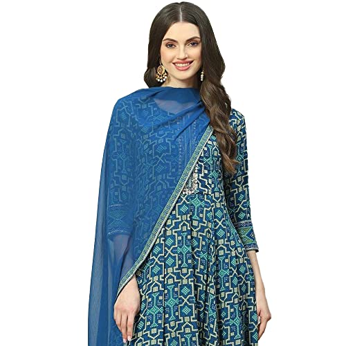 Image of BIBA Women Rayon Kalidar Printed Suit Set