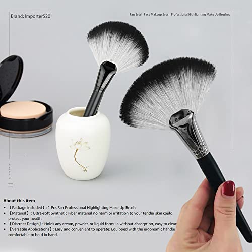 Skypia Single Large Fan Facial Makeup Brush Professional Highlighting Brush Blush Bronzer Cheekbones Brush, Face Makeup Brush Powder And Dense Soft Foundation Make Up Tool, Black #TOP4