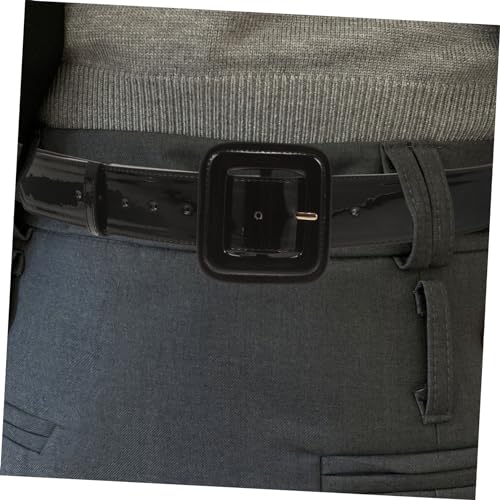 Vintage Wide PU Waist Belt for Women Decorative Shiny Corset Style Black Leather Look Accessory for Dresses Jeans and Coats4