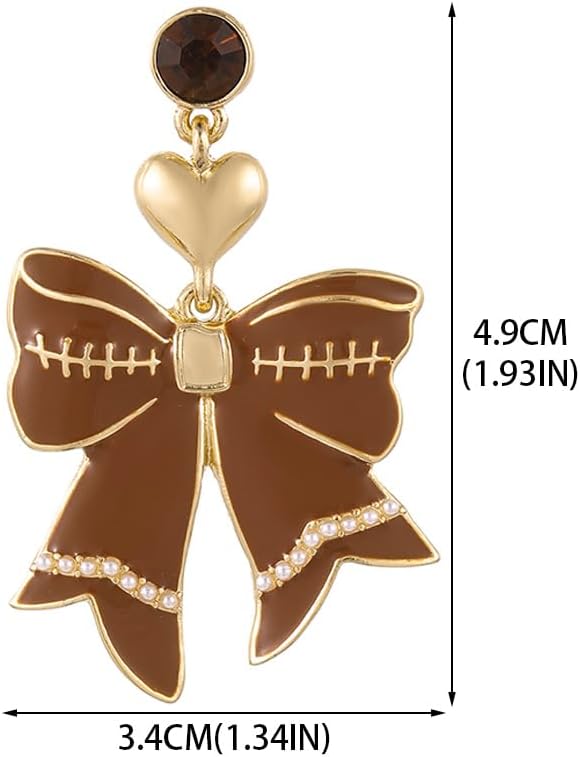 Football Dangle Earrings for Women | Bow Heart Football Earrings | Game Day Earrings | Jewelry Gifts for Sport Lover Football Mom Team - Image 6