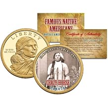 CRAZY HORSEFamous الأمريكيين Sacagawea دولار أمريكي $ 1 Coin LAKOTA Indians