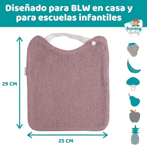 Miniatura 6 de Homybaby Pack 5 Baberos Rizo Bebe Impermeables Y Absorbentes - Ideal Guarderia - Fáciles De Poner Y Quitar - Rizo Suave Algodón Y Capa De Poliester Repelente Líquido - Babero Resistente Reutilizable