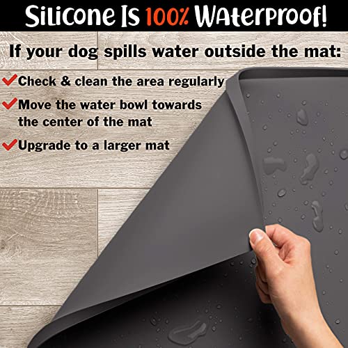 DogBuddy Dog Food Mat, Waterproof Dog Bowl Mat, Silicone Dog Mat for Food and Water, Pet Food Mat with Edges, Dog Food… - Image 7