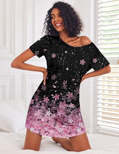 Image of Ekouaer 3 Pack Nightgowns for Women Short Sleeve Sleepshirt Button Down Nightshirt Soft Pajamas Dress Casual Sleepwear