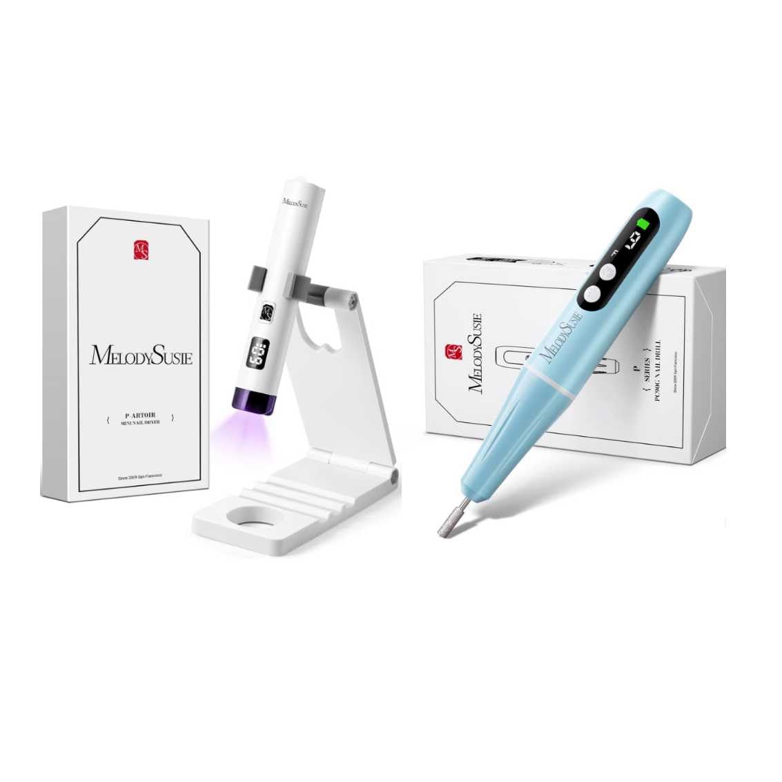MelodySusie Tragbar UV Lampe mit Ständer für Gelnägel + Nagelfräser Kabellos