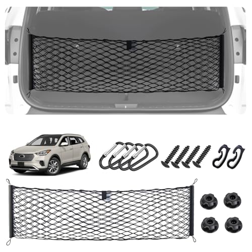 Image of Envelope Style Cargo Net for 2024 2025 2026 Hyundai Santa Fe Accessories, Rear Trunk SUV Mesh Cargo Net, Upgraded 5mm Bungee & Double-Layer Nylon Storage Tailgate Netting Grocery&Tools Organizer