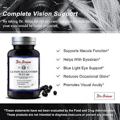 Dr. Brian Lutein and Zeaxanthin Supplements, Eye Vitamins Macular Degeneration Supplements Non-GMO, Gluten Free for Dry Eyes Vision Health, 60 Capsules