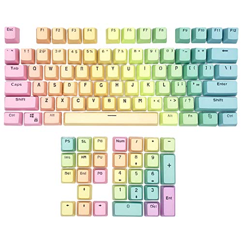 PBT Keycaps 104 Keys OEM Profile Gaming Keycap Set Backlight Frosted Thickened for Cherry MX Gateron Kailh Switch Mechanical Keyboard(Rainbow)
