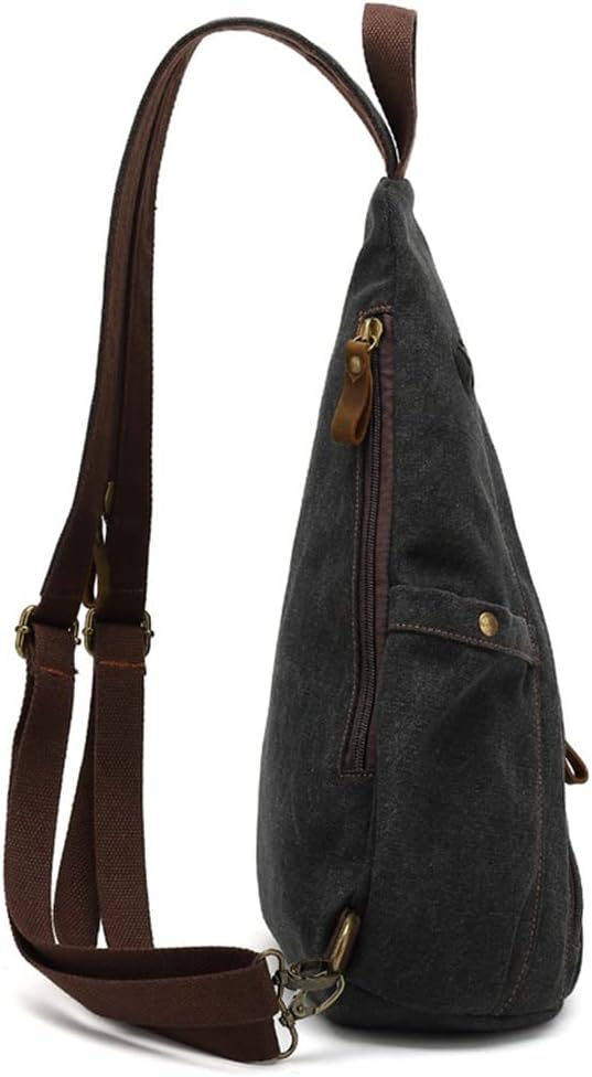 Men's Canvas Chest Bag Large Capacity Leisure Men's Bag Single Shoulder Messenger Bag Multi Functional Back Backpack