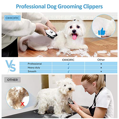 OMORC Dog Clippers with 24V Powerful Motor, Plug-in & Quiet Professional Dog Grooming Kit, Dog Hair Trimmer with 8 Comb Guides, Pet Grooming Clippers for Thick Coats Dogs Cats Horse & Others - Thumbnail 3