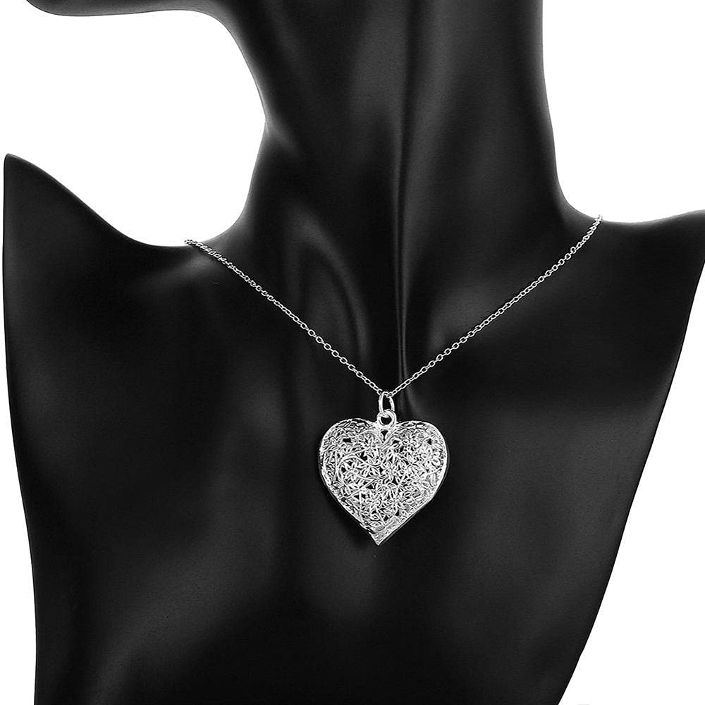 Ciondolo albero della vita a forma di cuore con fiore scavato per donna, collana con ciondoli di alta gioielleria in 925 serling