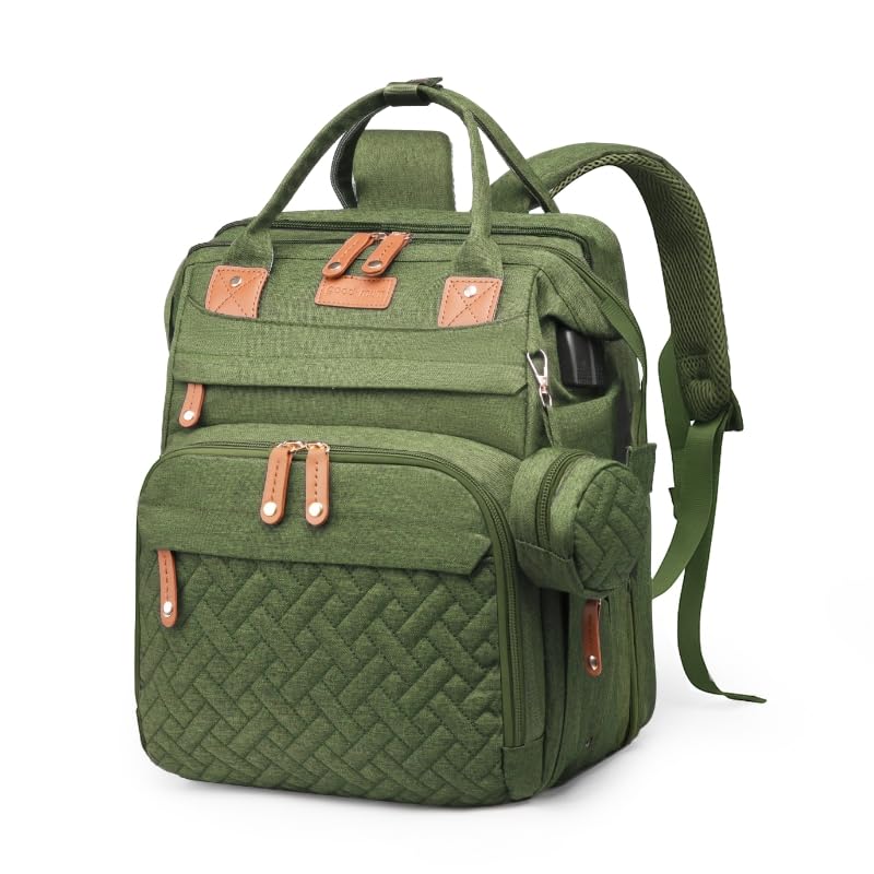 Jeryswet Baby Diaper Bags with Changing Station, Waterproof Large Capacity Diaper Bag Backpack for Moms Dads with USB Charging Port and Stroller