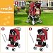 COSTWAY Hundewagen Haustiere Buggy, bis 15 kg, Hundebuggy mit Netzfenstern & Getränkehalter & Korb & Sonnenschutz, Faltbarer Katzenwagen, Katzenbuggy für kleine Hunde Katzen (Rot)