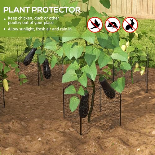 Black 12" x 14" Chicken Wire Cloches, 4 Pack Animal Proof Plant Protectors