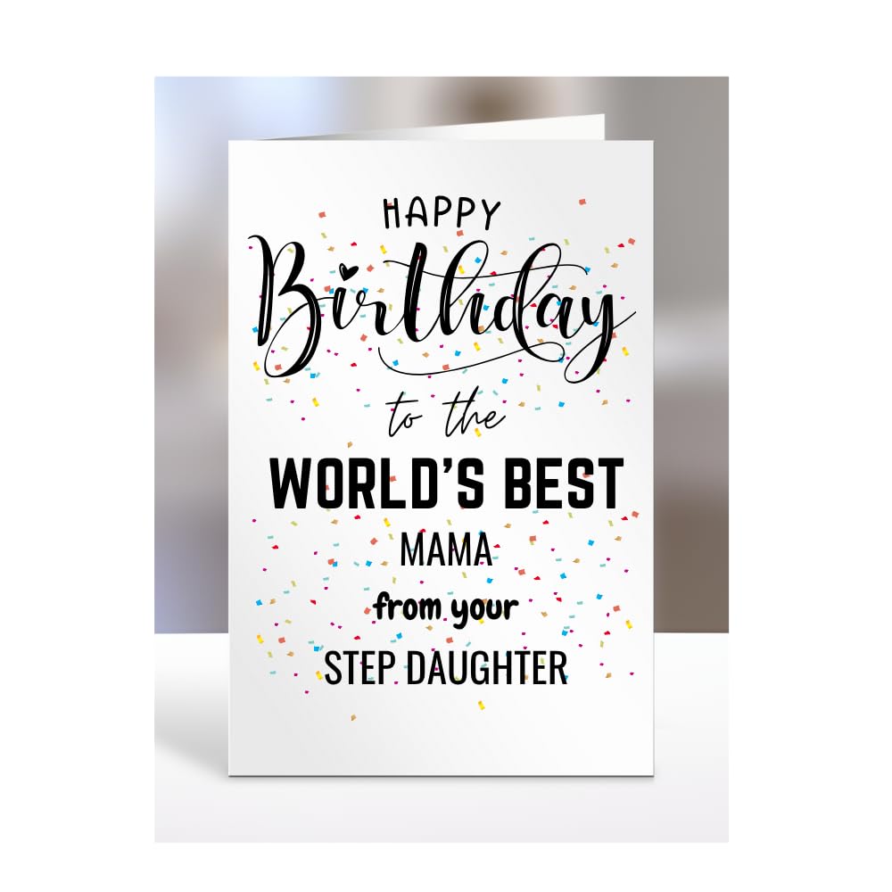 Mama birthday card from Step Daughter, gifts for men, women, greetings card, happy birthday presents for, A5-84b_32 โ image 1