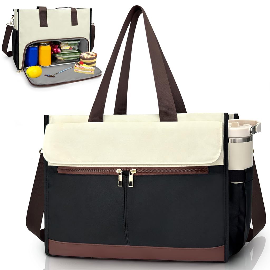 Women Tote Bag 2 in 1 Fashion Outdoor Shoulder Tote for Everyday Multifunctional Use with Insulated Lunch Compartment and Adjustable Removable Shoulder Strap - Stylish Durable Design-image-48
