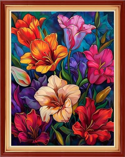 Image of Funart Stamped Cross Stitch Kits for Beginners Full Range of Cross Stitching Preprinted Embroidery Kits for Adults, 11CT Embroidery Pattern Needlepoint Kits- (ArtColors13)