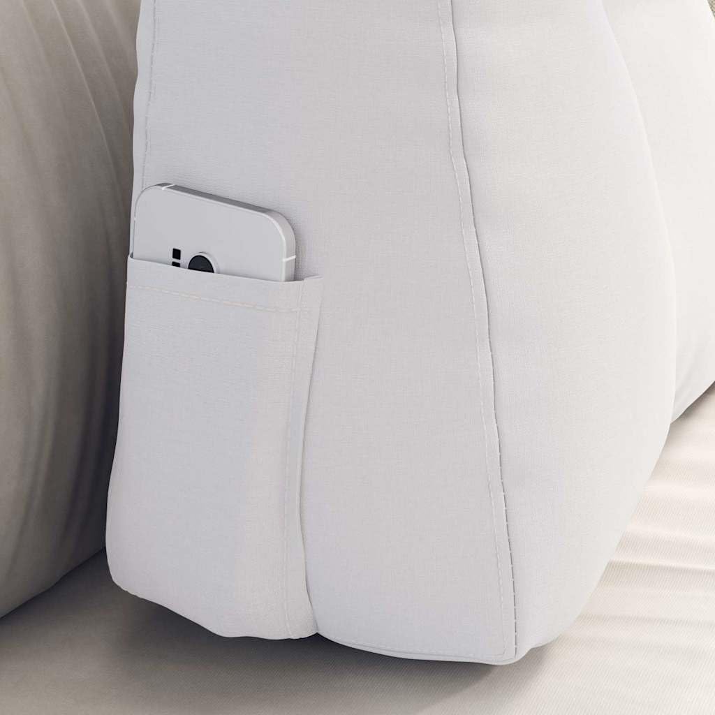 Cuscino per schienale effetto velluto, bianco, 60 x 24 x 50 cm, cuneo da letto | Cuscino ergonomico a cuneo per camera da letto e divano, con rivestimento sfoderabile e imbottitura in morbido poliestere.