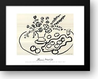 Still Life with Vase of Flowers and Plate of Fruit 36x28 Framed Art Print by Matisse, Henri