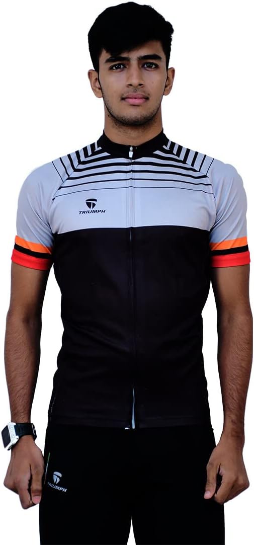 TRIUMPH Men's Polyester Full Printed Cycling T-Shirt Black