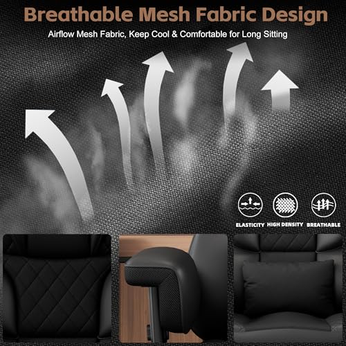 Vonesse Big and Tall Office Chair, Gaming Chair with Soft Adjustable Armrests, Ergonomic High Back Desk Chair with Lumbar Support, Executive Computer Chairs with Footrest (PU Leath image 6