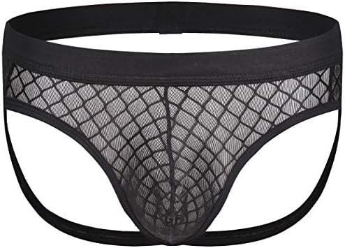 mywaxberryMen's Sexy Mesh U Convex Pouch Double Sex with Sexy Underwear (Black,X-Large)